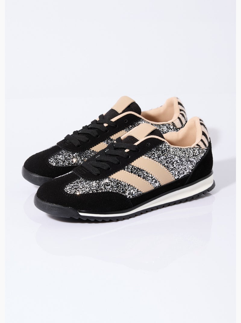 Zapatillas de inspiración retro con lentejuelas - AFIBEL Negro - Kiabi