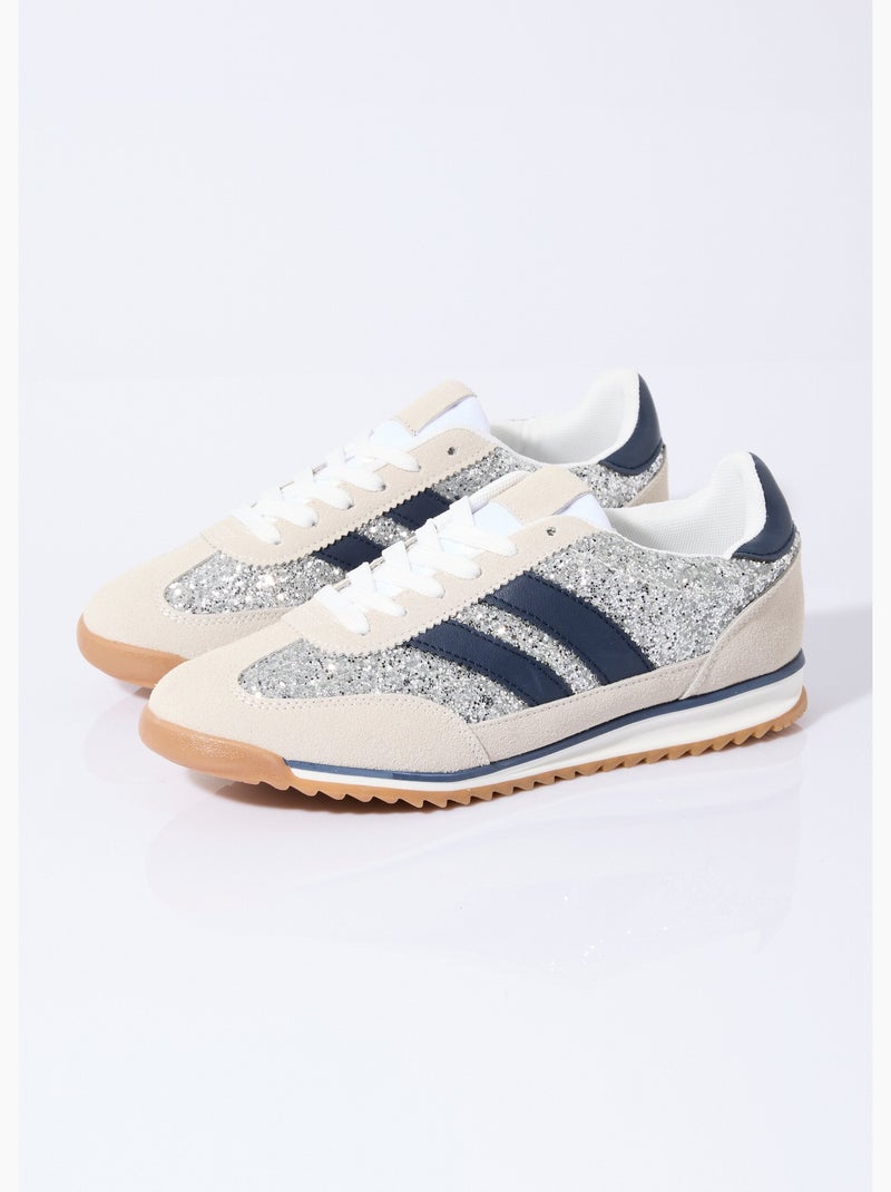 Zapatillas de inspiración retro con lentejuelas - AFIBEL Plateado - Kiabi