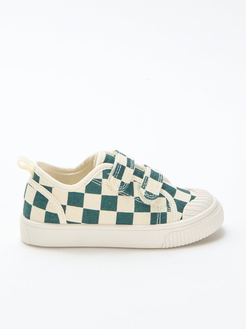 Zapatillas de lona con estampado de damero Verde - Kiabi