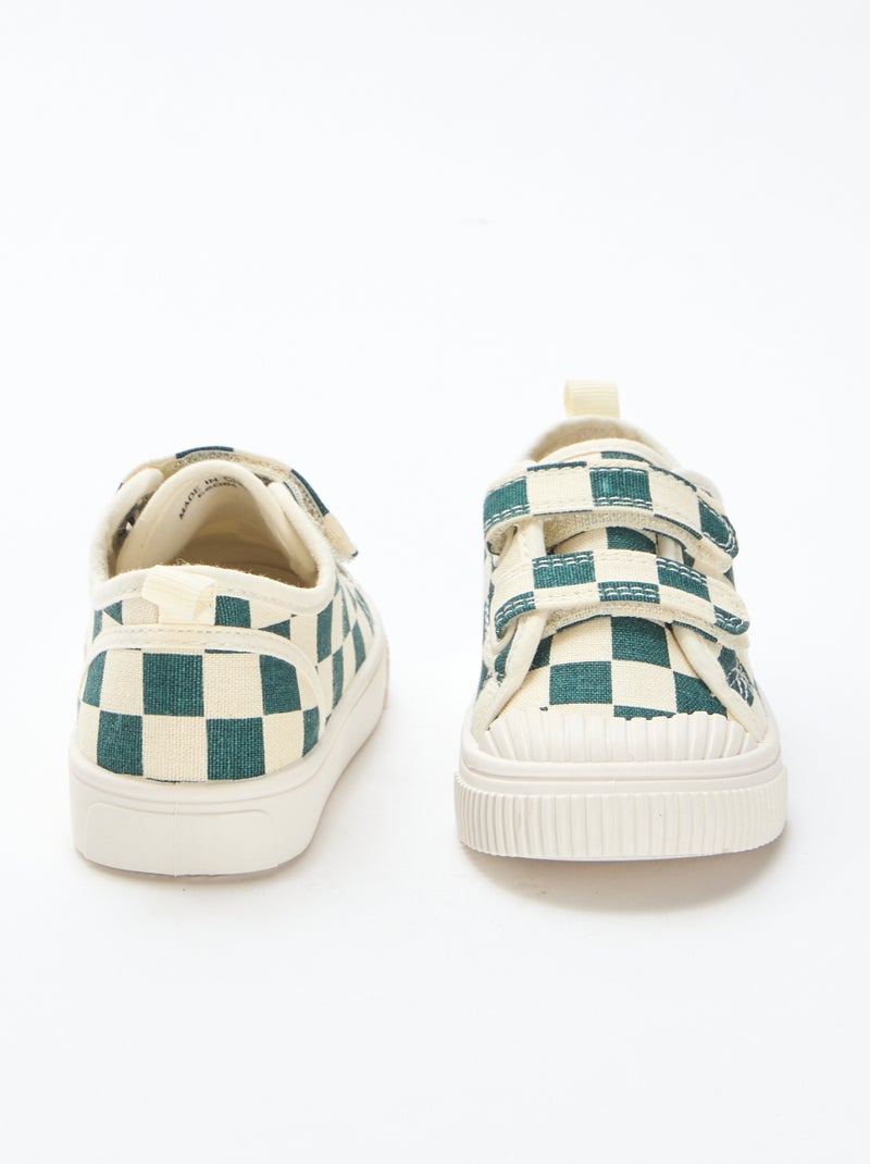 Zapatillas de lona con estampado de damero Verde - Kiabi