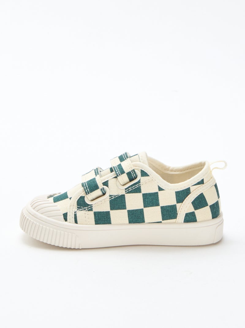 Zapatillas de lona con estampado de damero Verde - Kiabi