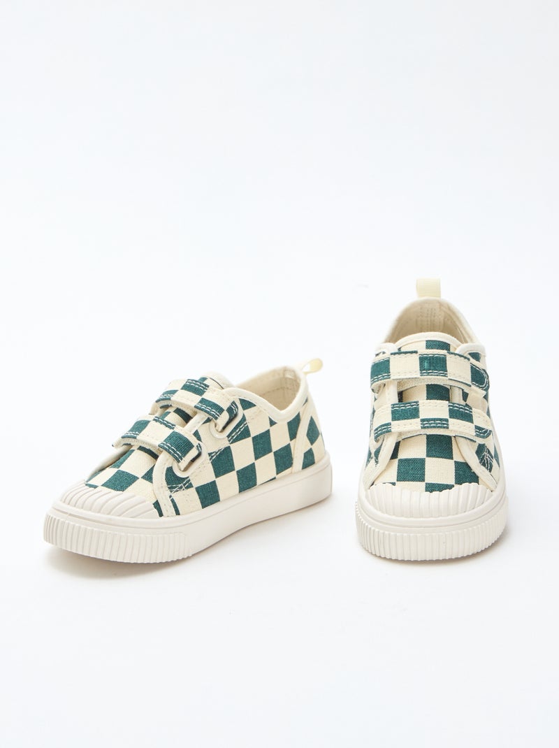 Zapatillas de lona con estampado de damero Verde - Kiabi