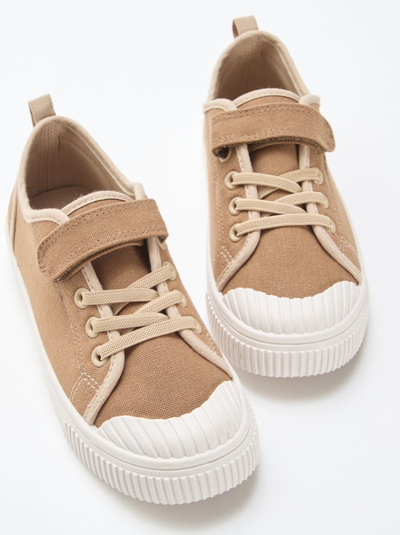 Zapatillas de lona con velcro Marron - Kiabi