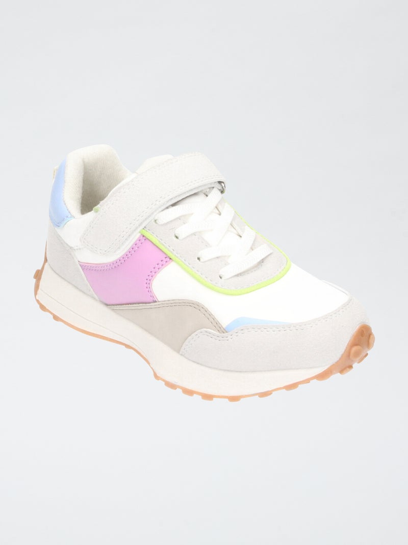 Zapatillas de malla con apertura de cordones y velcro Blanco - Kiabi