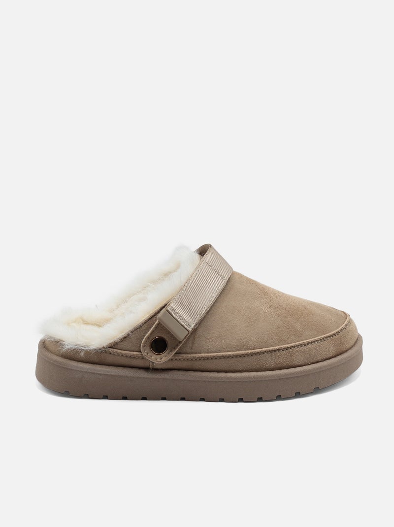 Zapatillas de pelo sintético Caqui - Kiabi