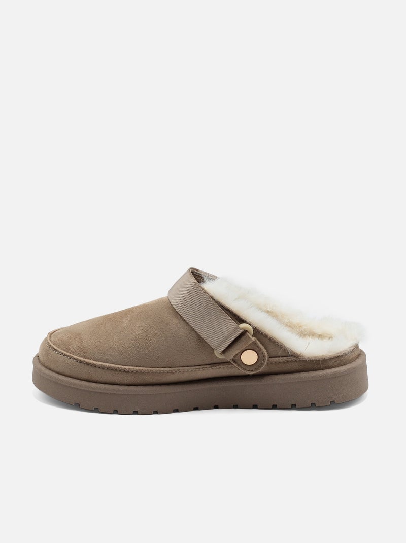 Zapatillas de pelo sintético Caqui - Kiabi