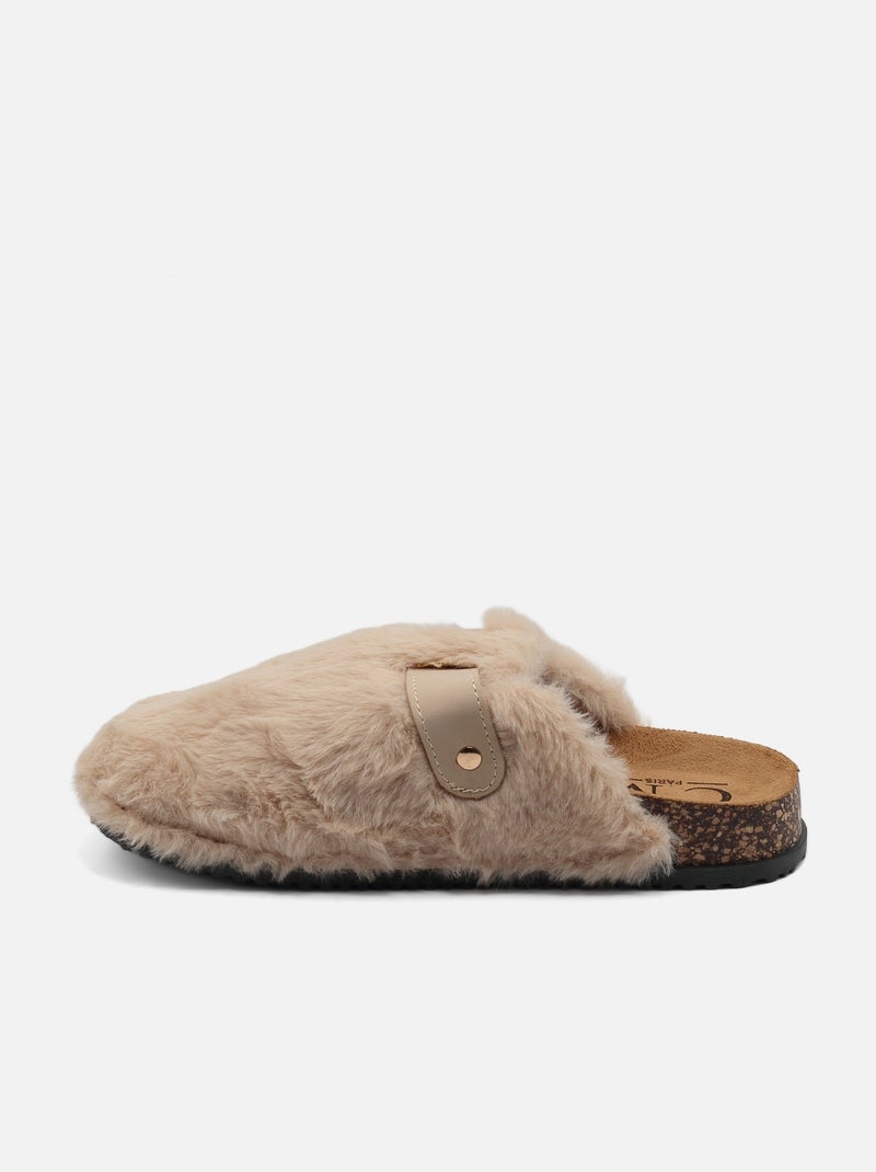 Zapatillas de pelo sintético Crema - Kiabi