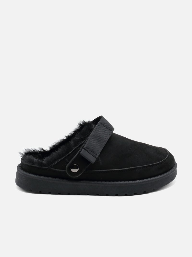 Zapatillas de pelo sintético Negro - Kiabi