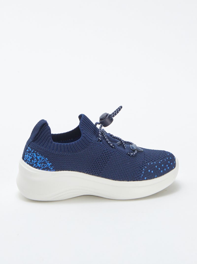 Zapatillas de running con cordones elásticos AZUL - Kiabi