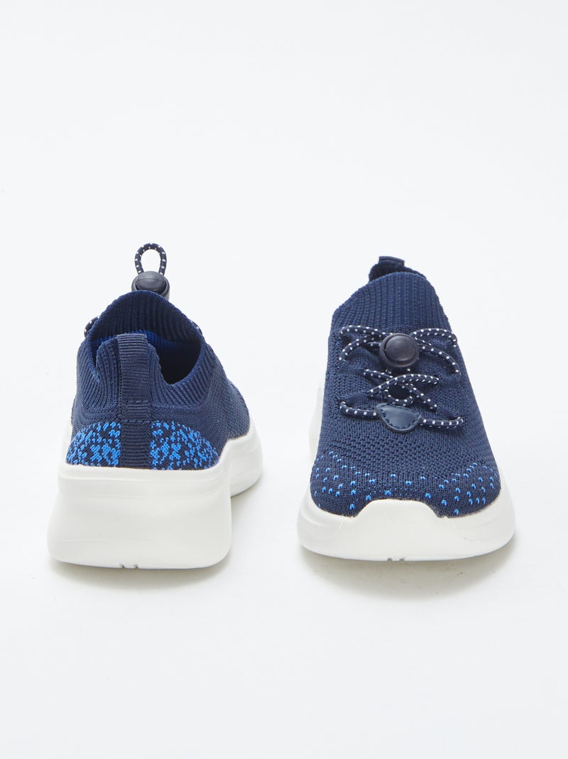 Zapatillas de running con cordones elásticos AZUL - Kiabi