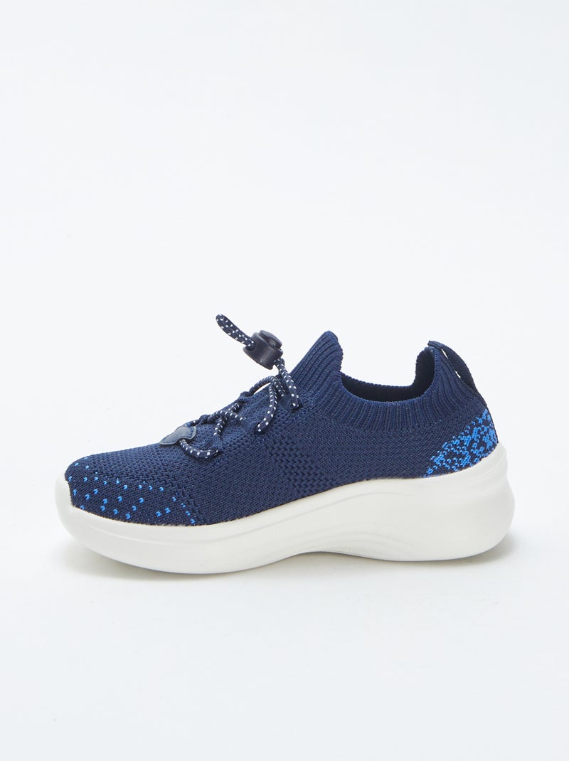 Zapatillas de running con cordones elásticos AZUL - Kiabi