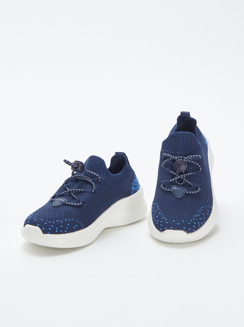 Zapatillas de running con cordones elásticos AZUL - Kiabi