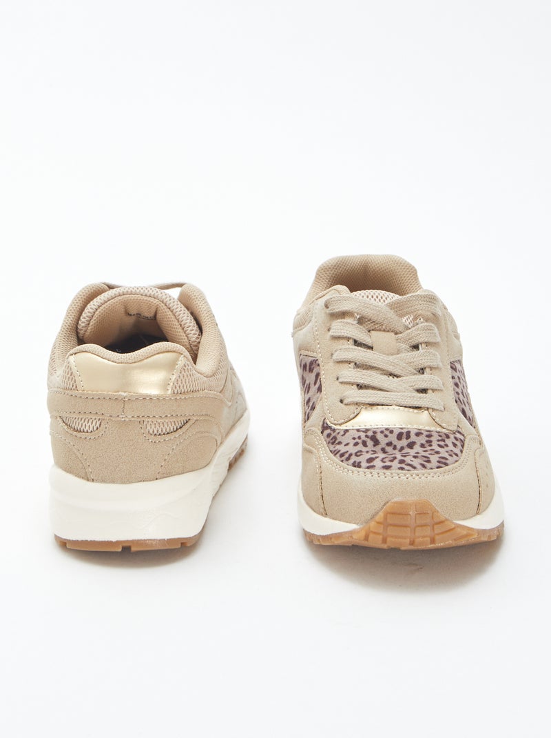 Zapatillas de running con estampado de leopardo Beige - Kiabi