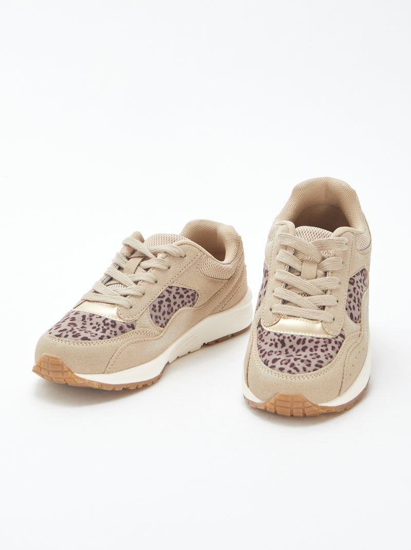 Zapatillas de running con estampado de leopardo Beige - Kiabi