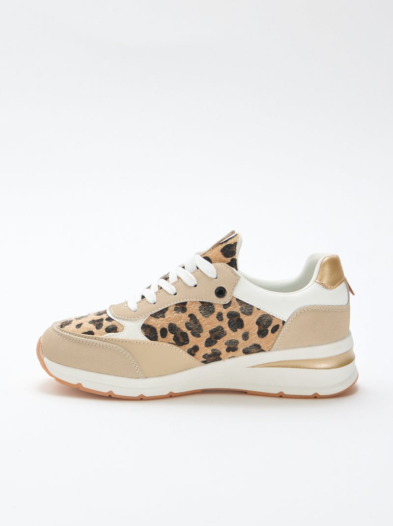 Zapatillas de running con estampado de leopardo Kaki - Kiabi