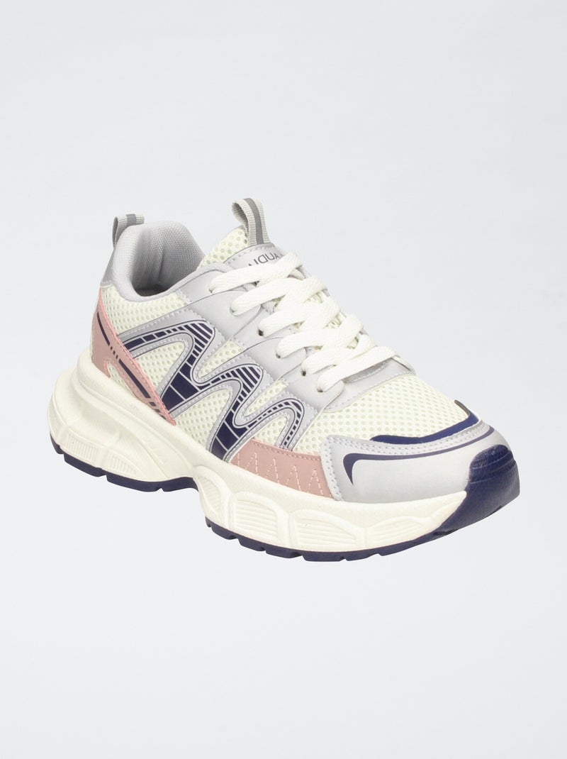 Zapatillas de running de malla tricolor Beige - Kiabi