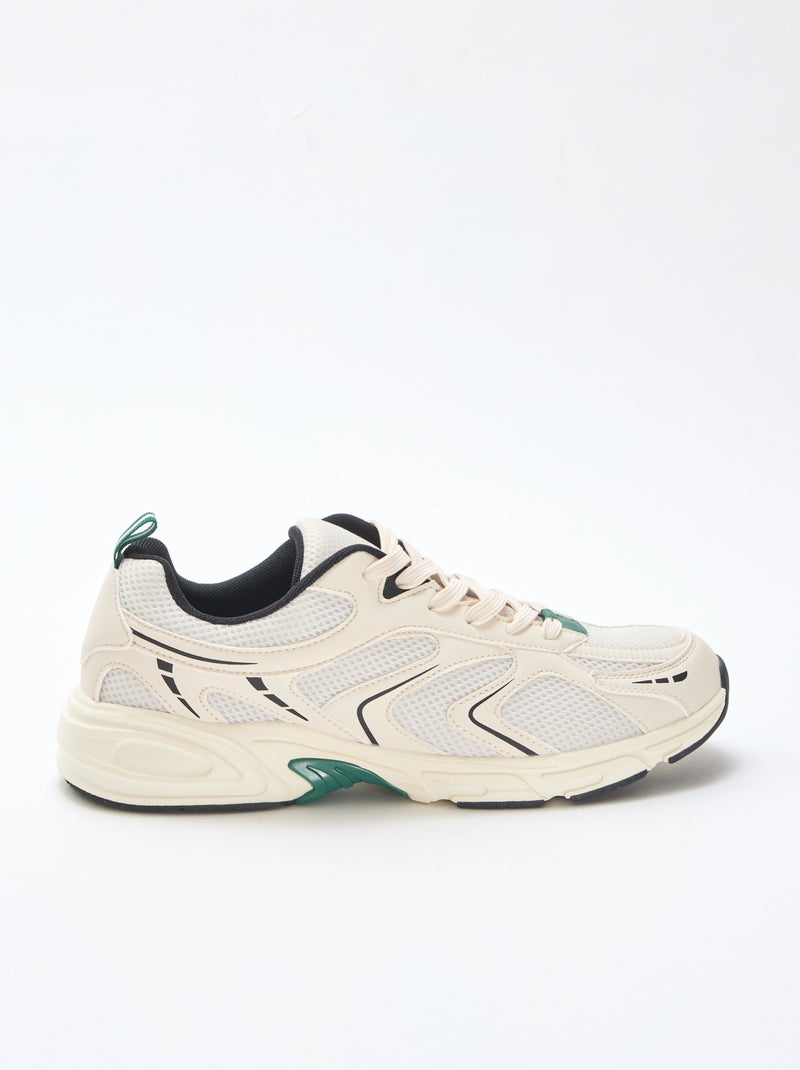 Zapatillas de running de malla y símil tricolor Gris - Kiabi