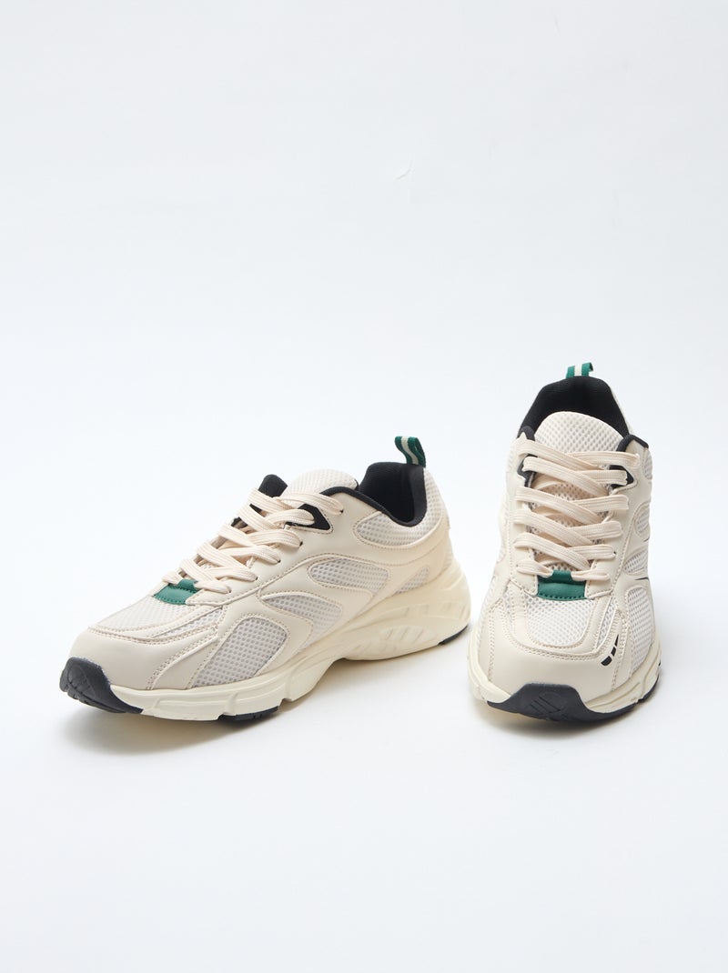 Zapatillas de running de malla y símil tricolor Gris - Kiabi