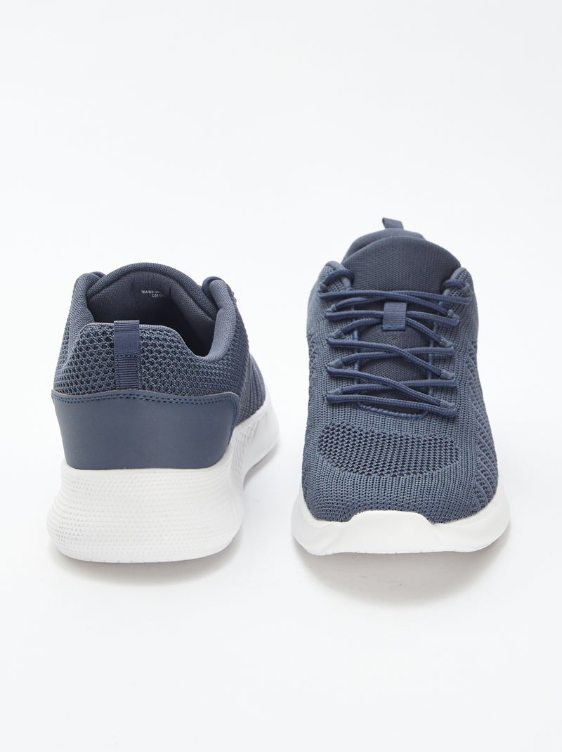 Zapatillas de running lisas con cordones Azul - Kiabi