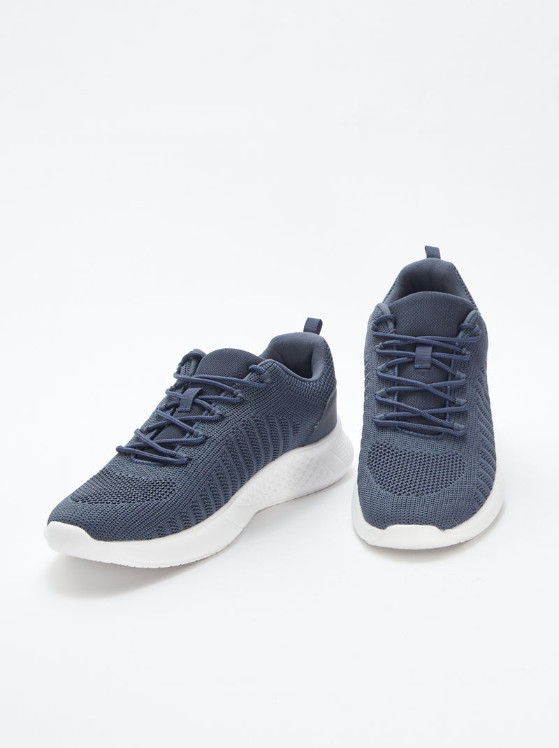 Zapatillas de running lisas con cordones Azul - Kiabi