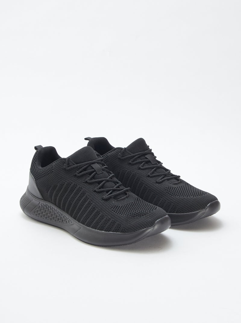 Zapatillas de running lisas con cordones Negro - Kiabi