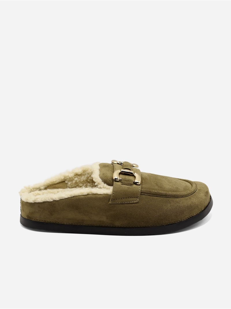 Zapatillas de tacón forradas Verde - Kiabi