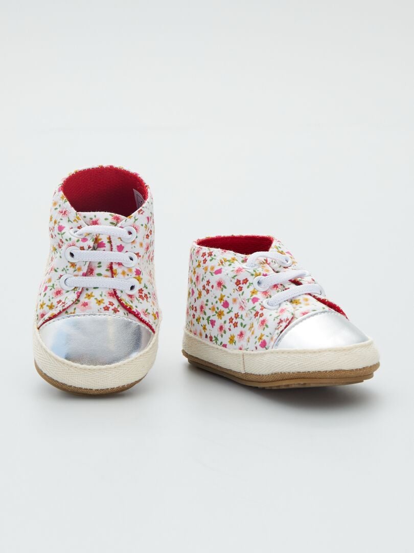 Zapatillas de tela de flores BLANCO - Kiabi