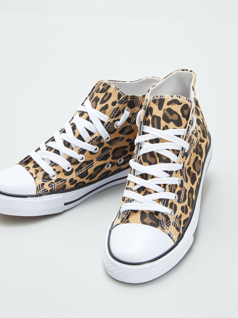 Zapatillas de tela 'leopardo' BEIGE - Kiabi