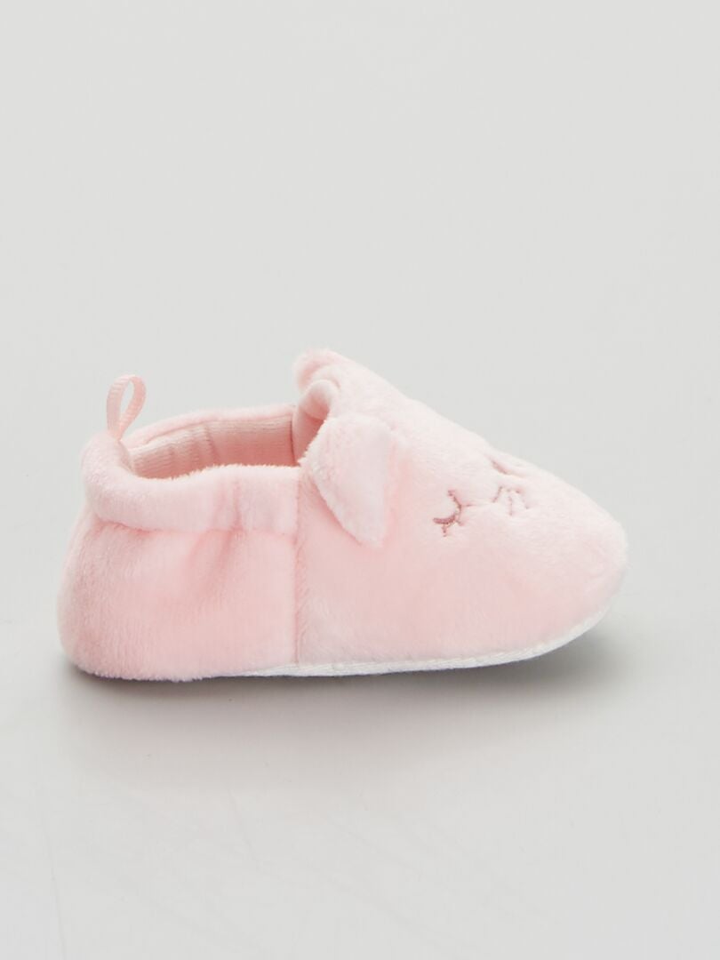 Zapatillas de terciopelo para bebé rosa pálido - Kiabi