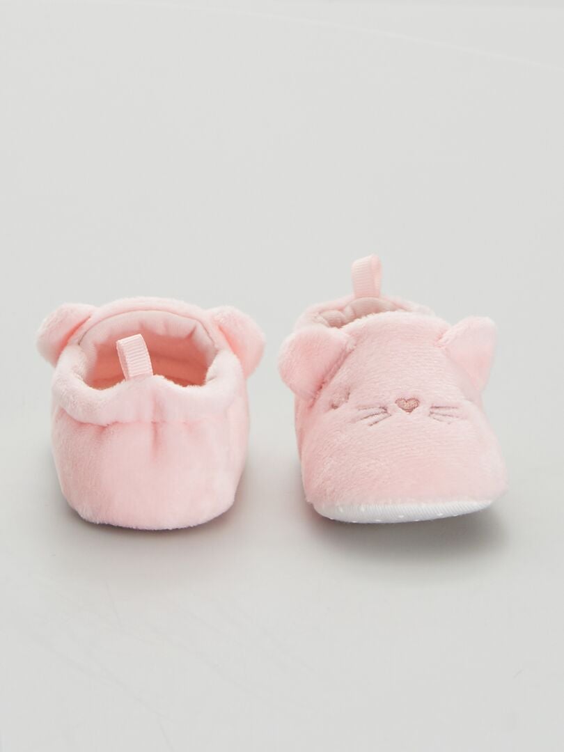 Zapatillas de terciopelo para bebé rosa pálido - Kiabi