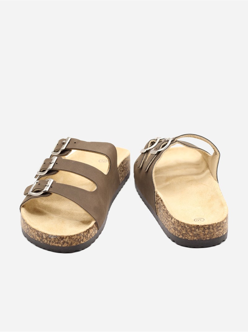 Zapatillas de tres tiras Marrón - Kiabi