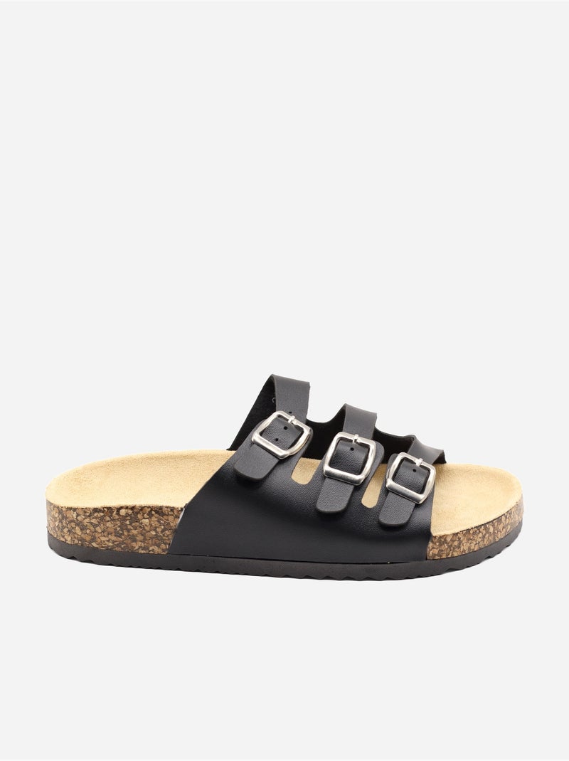 Zapatillas de tres tiras Negro - Kiabi