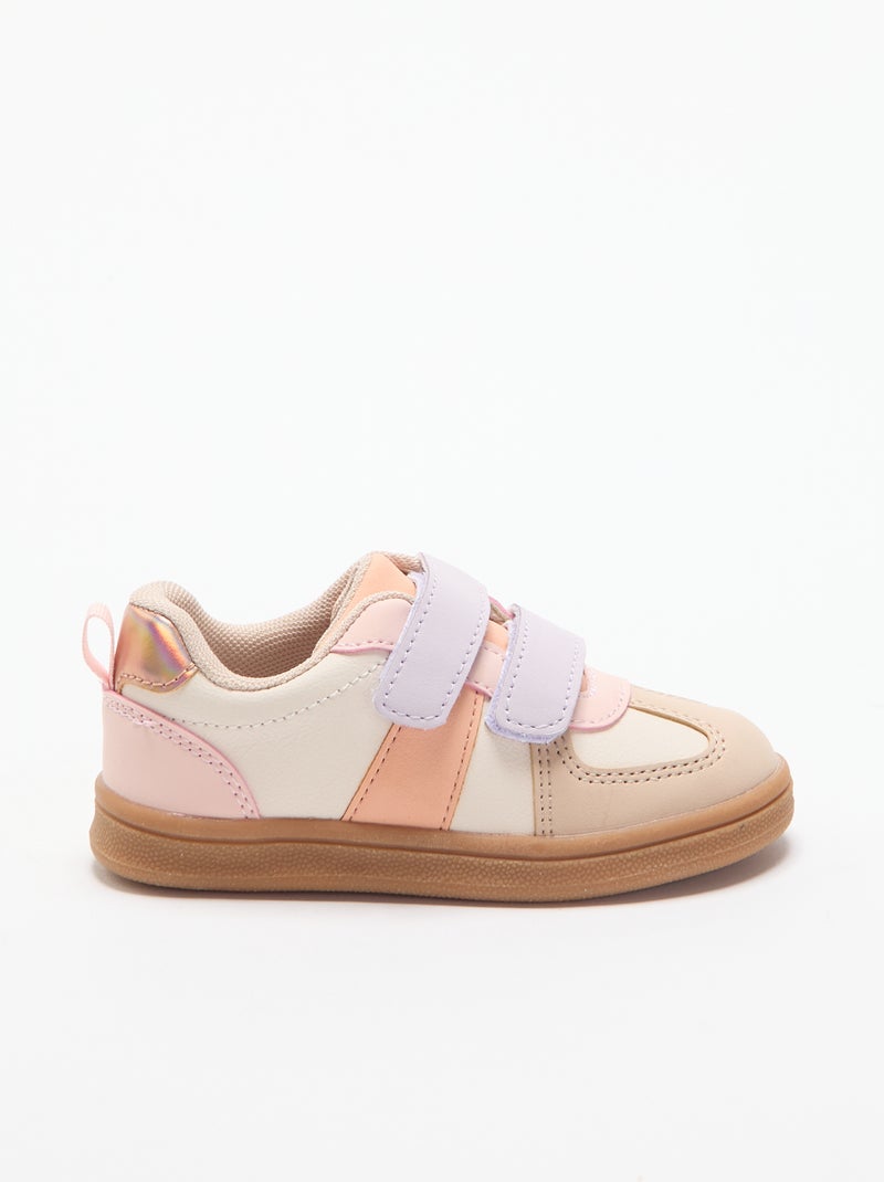 Zapatillas de velcro coloridas Beige - Kiabi