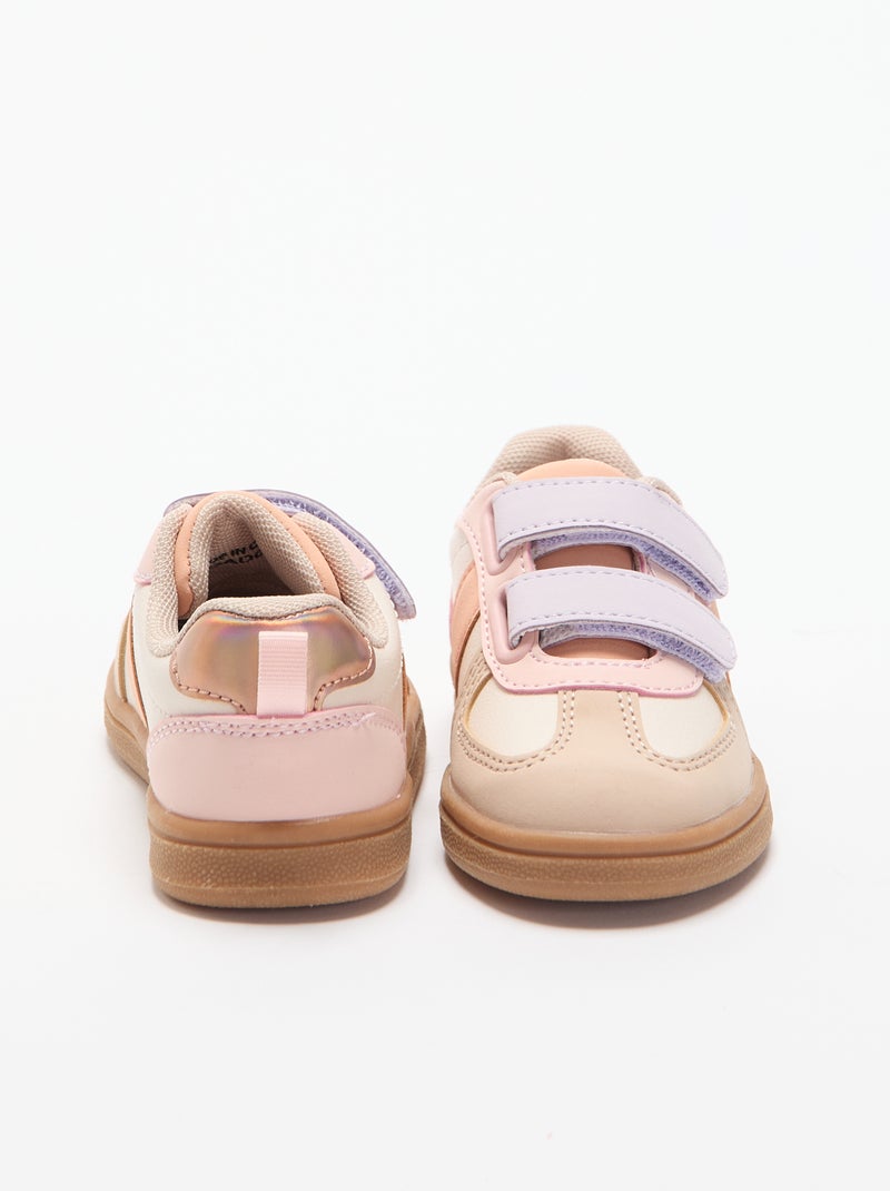 Zapatillas de velcro coloridas Beige - Kiabi
