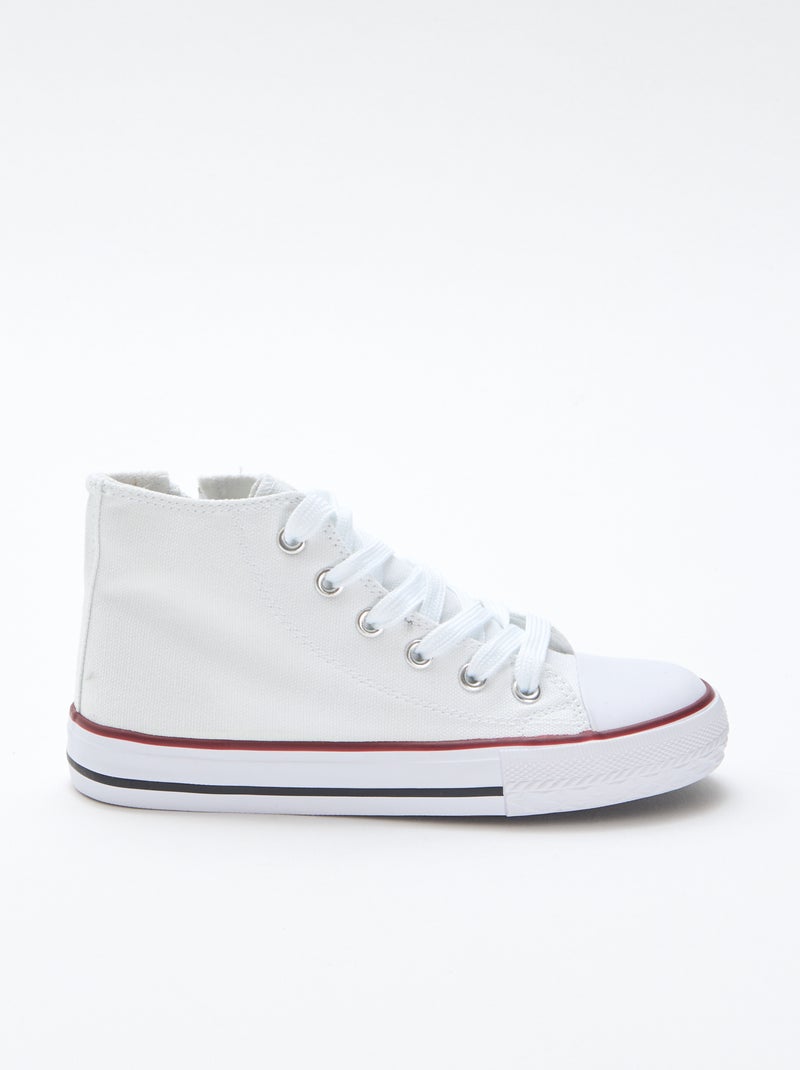 Zapatillas deportivas altas con cremallera en lona Blanco - Kiabi