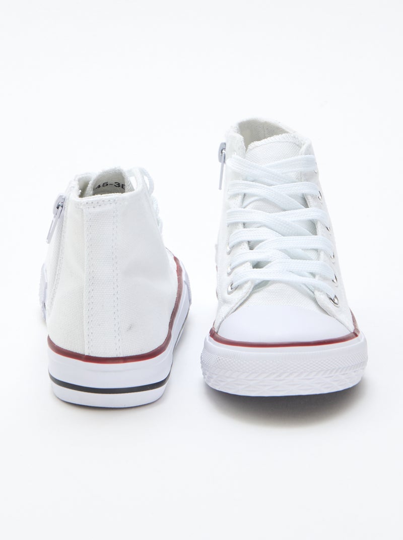 Zapatillas deportivas altas con cremallera en lona Blanco - Kiabi