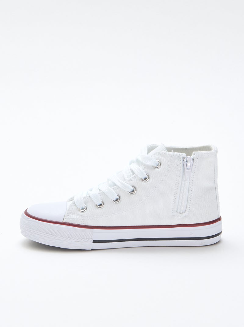 Zapatillas deportivas altas con cremallera en lona Blanco - Kiabi