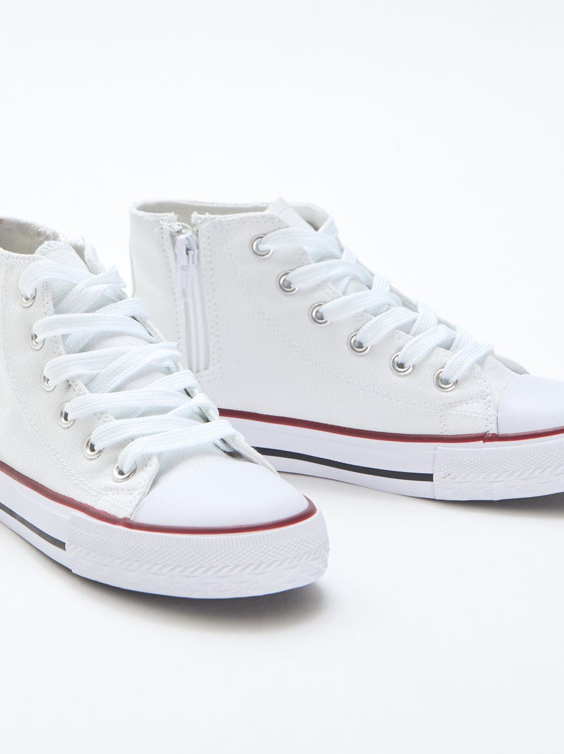 Zapatillas deportivas altas con cremallera en lona Blanco - Kiabi