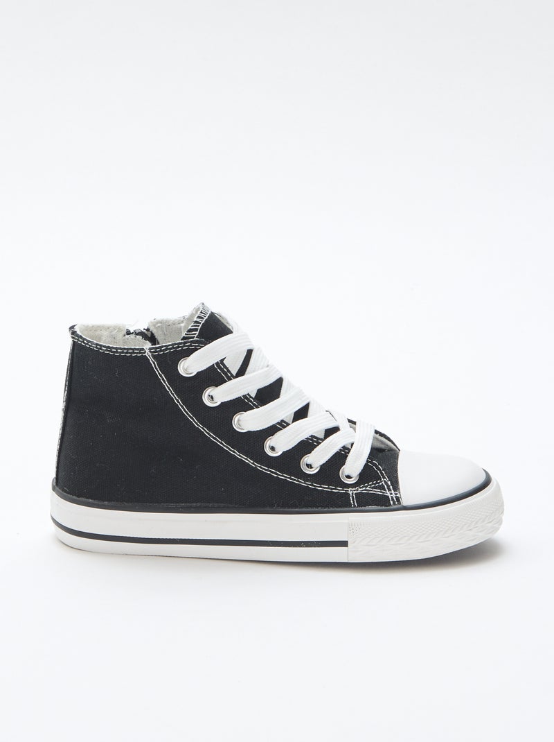 Zapatillas deportivas altas con cremallera en lona Negro - Kiabi