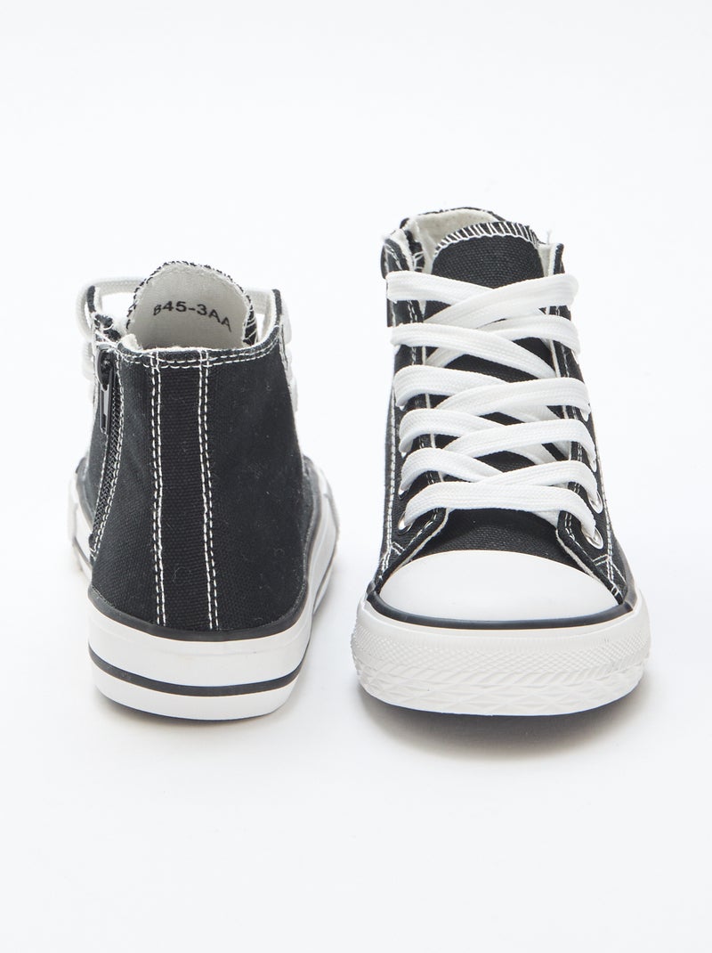 Zapatillas deportivas altas con cremallera en lona Negro - Kiabi