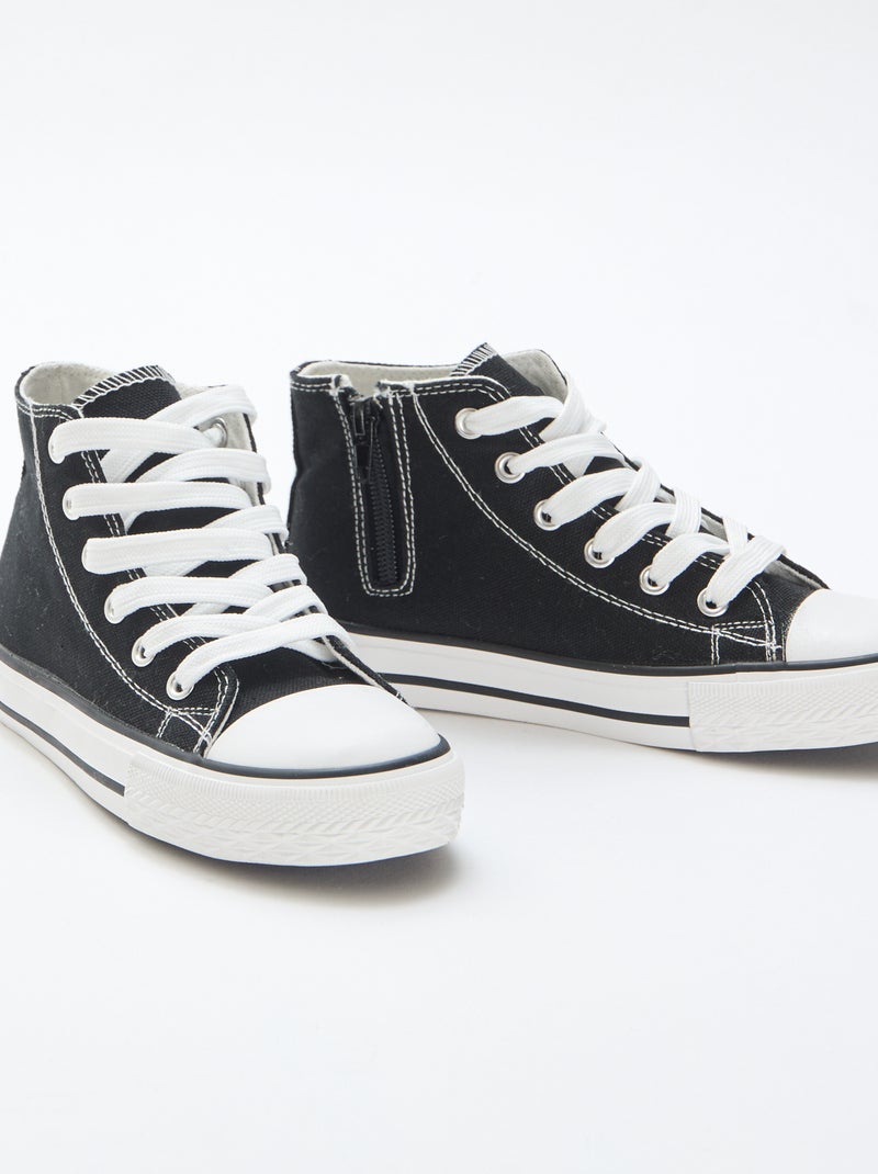 Zapatillas deportivas altas con cremallera en lona Negro - Kiabi