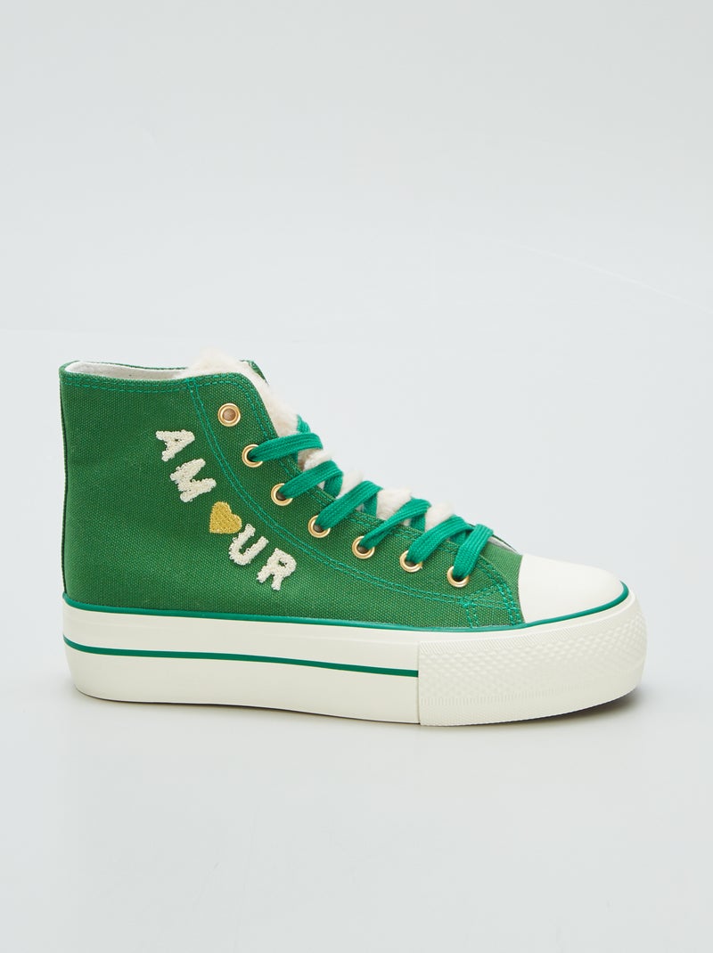 Zapatillas deportivas altas con plataforma VERDE - Kiabi