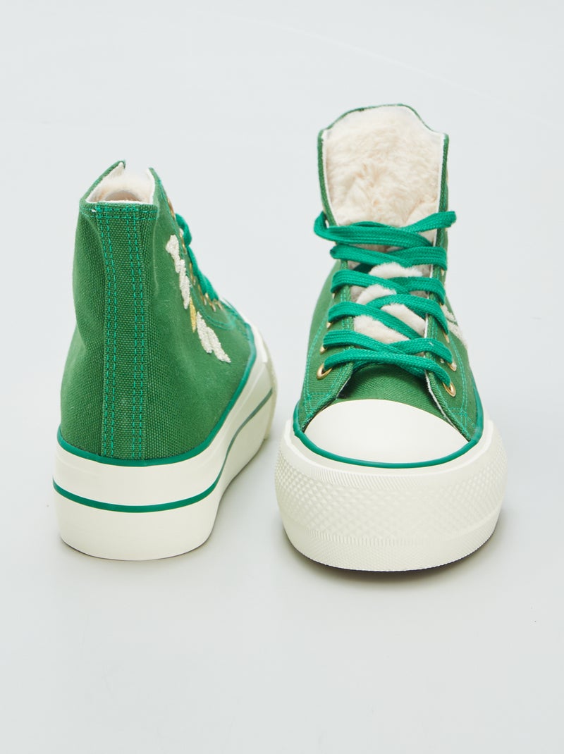 Zapatillas deportivas altas con plataforma VERDE - Kiabi