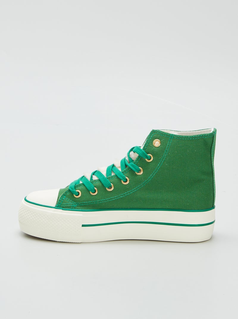 Zapatillas deportivas altas con plataforma VERDE - Kiabi