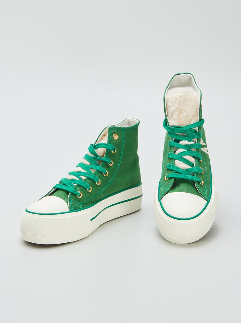 Zapatillas deportivas altas con plataforma VERDE - Kiabi