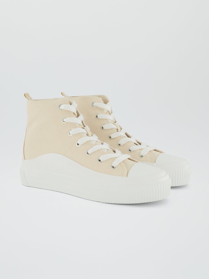 Zapatillas deportivas altas de tela BEIGE - Kiabi