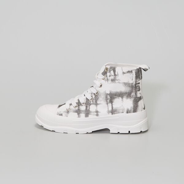 Zapatillas deportivas altas de tela Mujer talla 34 a 48 - blanco - Kiabi -  24,00€