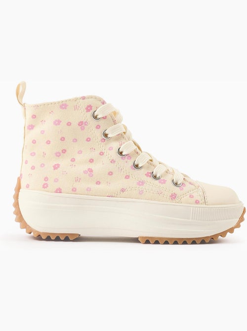 Zapatillas deportivas altas de tela con motivo floral - Kiabi