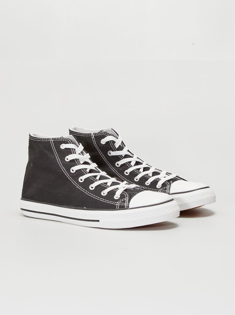 Zapatillas deportivas altas de tela NEGRO - Kiabi