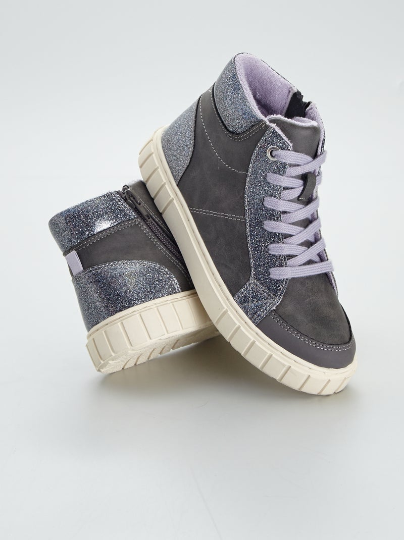 Zapatillas deportivas altas plata - Kiabi